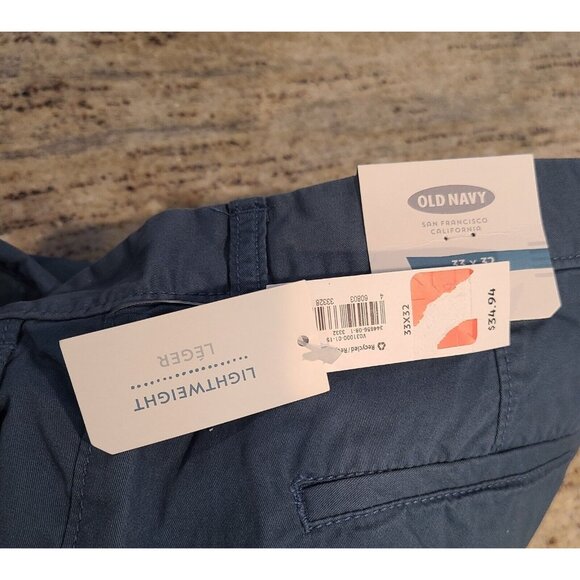 New! Old Navy Pants Men 33x32  Lightweight Khakis Preppy Bodies of Water Blue - Picture 12 of 13